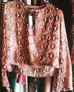 NWT Nasty Gal Snake Print Wrap Top US 4 UK 8
